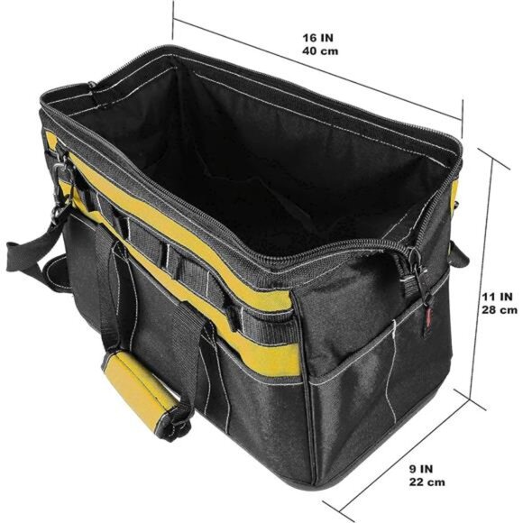 Olympia Tools 16 Inch Wide Mouth Tool Bag, Molded Waterproof Base - Picture 3 of 16